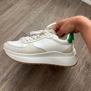 White and Green Sneakers